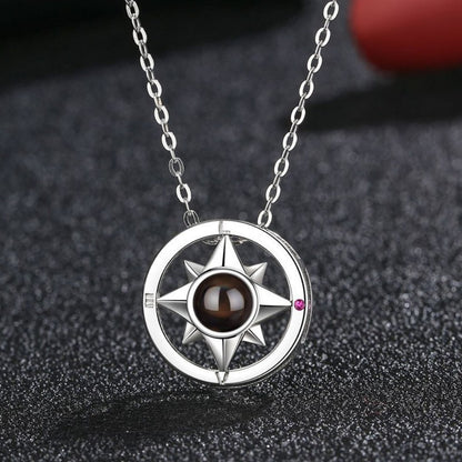 PX14 - Compass Projection Necklace - Silver, Rose Gold and Gold Color