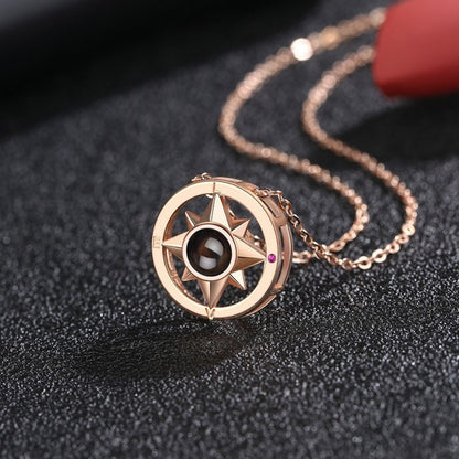 PX14 - Compass Projection Necklace - Silver, Rose Gold and Gold Color
