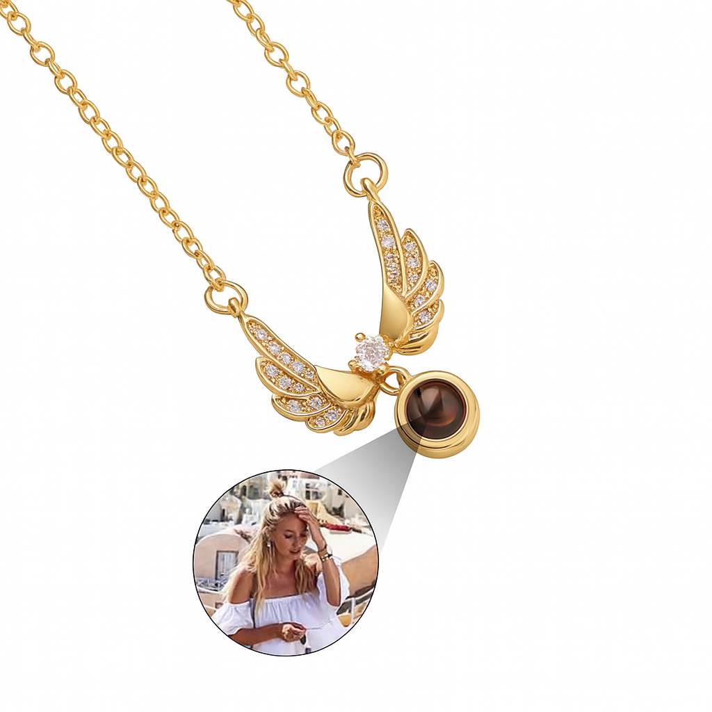 PX15 - Angel Wings Hidden Photo Necklace – Personalized Keepsake of Love