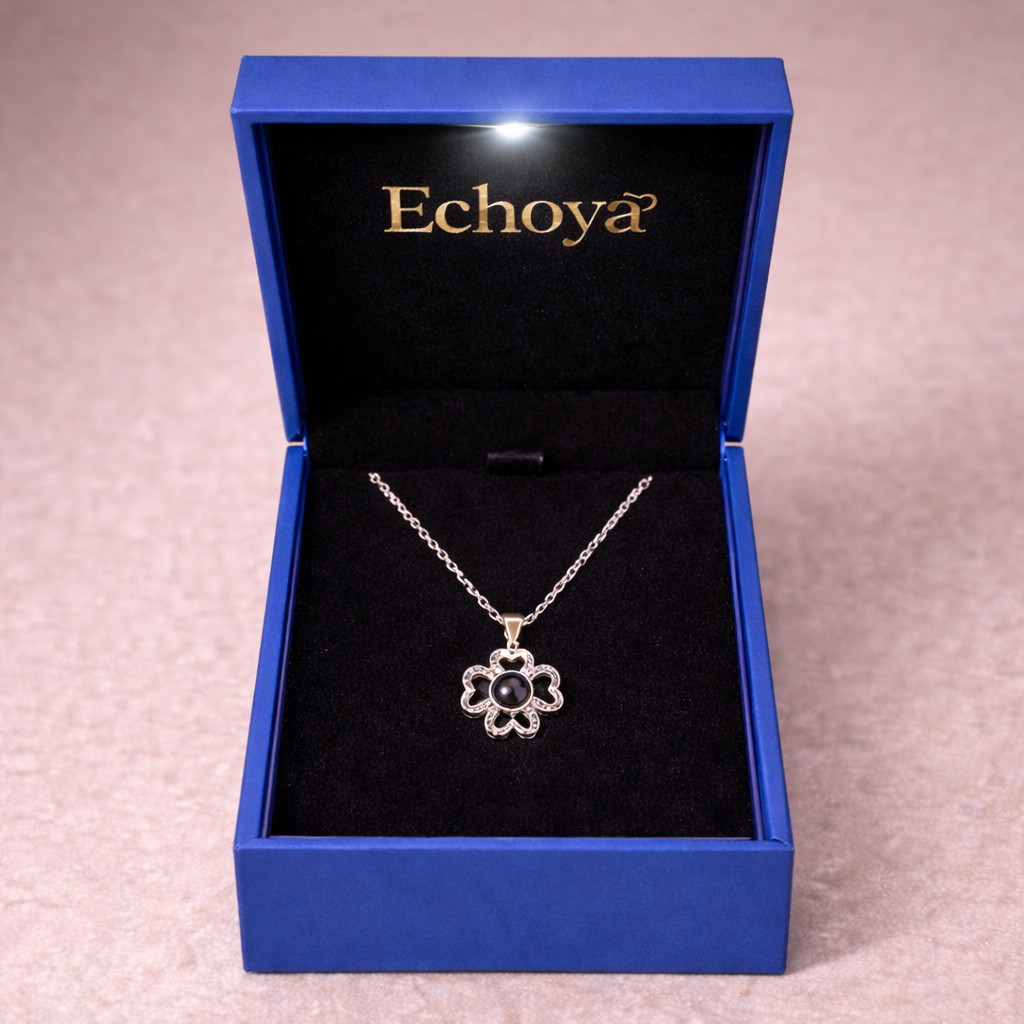 PX18 - Lucky Clover Hidden Photo Projection Necklace – Silver