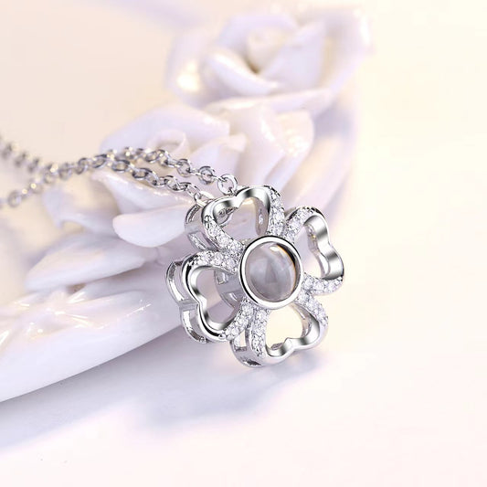 PX18 - Lucky Clover Hidden Photo Projection Necklace – Silver