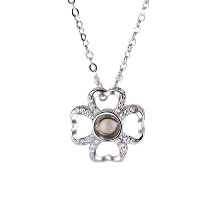 PX18 - Lucky Clover Hidden Photo Projection Necklace – Silver