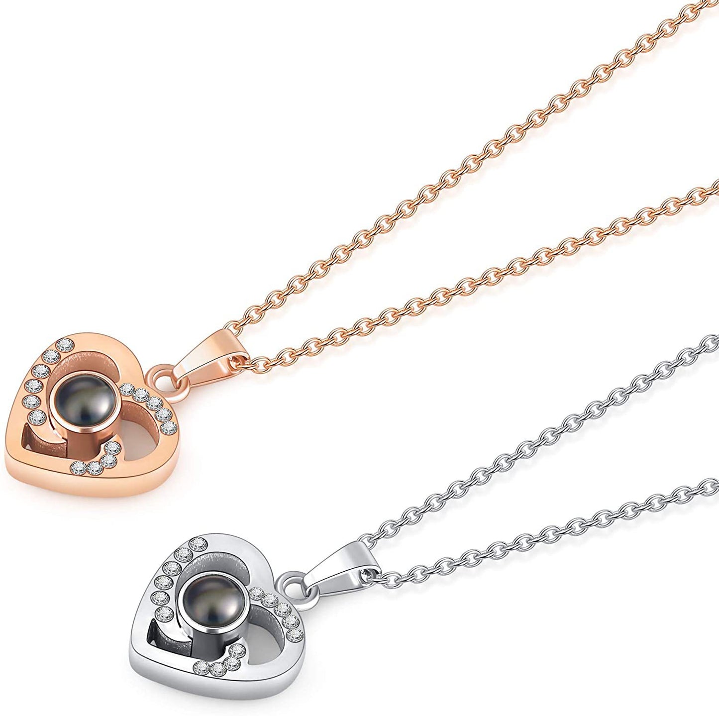 PX02 - Personalized Photo Projection Heart Necklace – Rose Gold, Silver, and Gold Colour