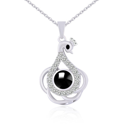 PX01 💌 Eternal Elegance Peacock Photo Projection Necklace – Gold & Silver