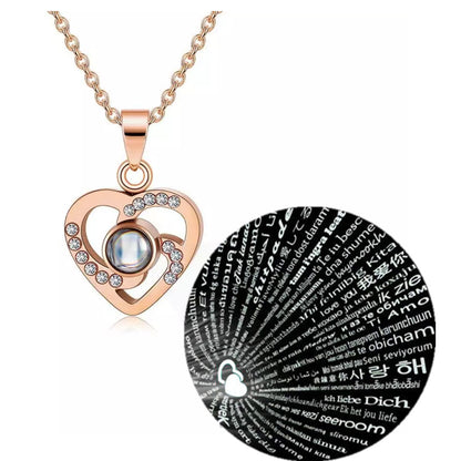 PX02 - Personalized Photo Projection Heart Necklace – Rose Gold, Silver, and Gold Colour