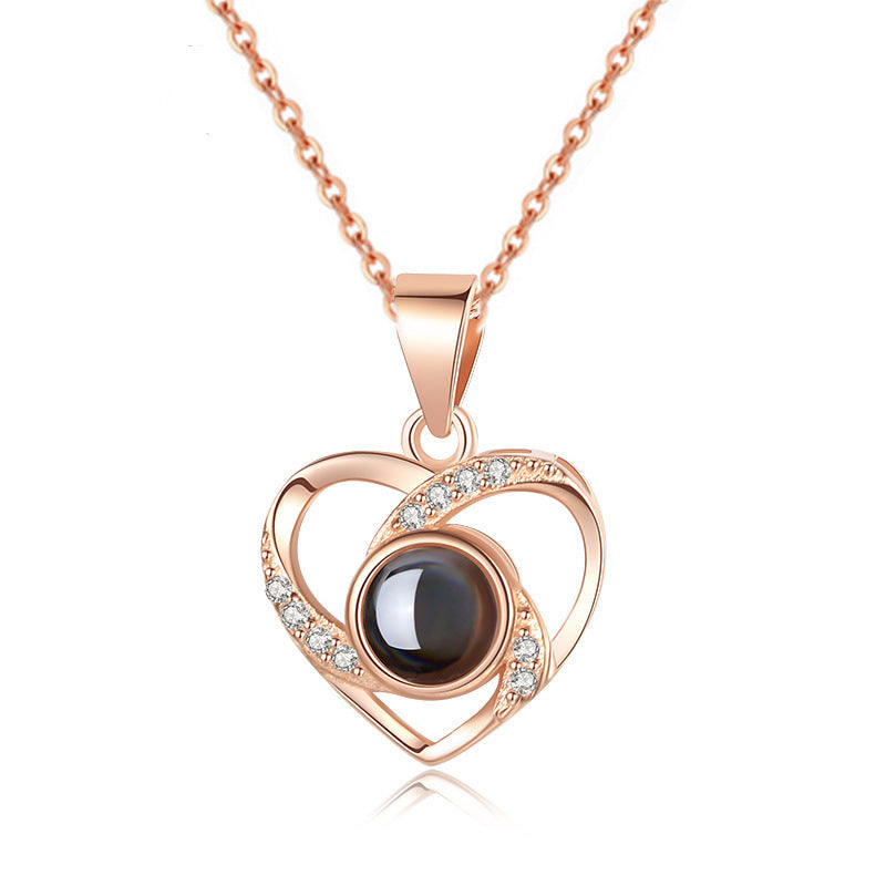 PX02 - Personalized Photo Projection Heart Necklace – Rose Gold, Silver, and Gold Colour