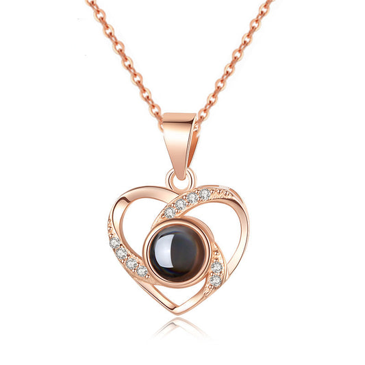 PX02 - Personalized Photo Projection Heart Necklace – Rose Gold, Silver, and Gold Colour