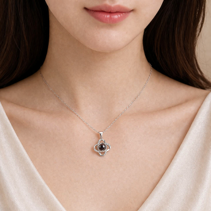 PX21 - Rotating Star Hidden Photo Necklace – Rose Gold / Silver