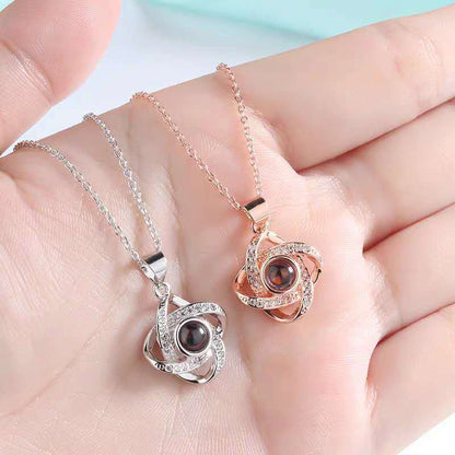 PX21 - Rotating Star Hidden Photo Necklace – Rose Gold / Silver