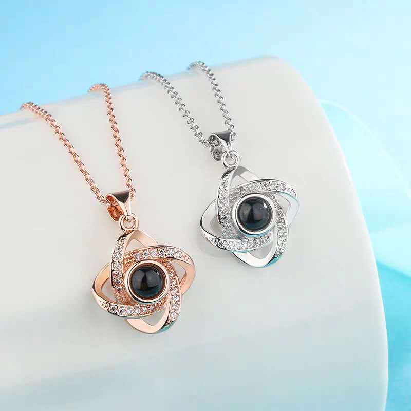 PX21 - Rotating Star Hidden Photo Necklace – Rose Gold / Silver