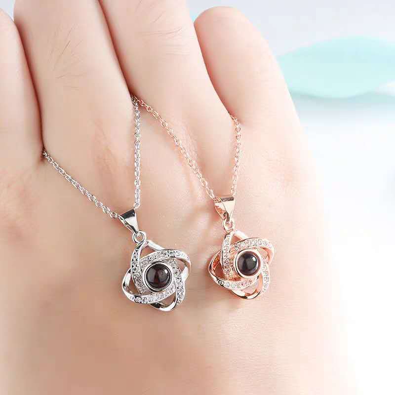 PX21 - Rotating Star Hidden Photo Necklace – Rose Gold / Silver