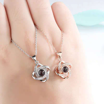 PX21 - Rotating Star Hidden Photo Necklace – Rose Gold / Silver