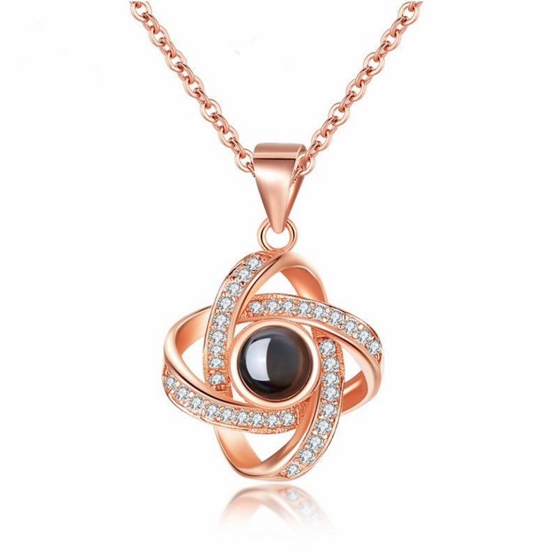 PX21 - Rotating Star Hidden Photo Necklace – Rose Gold / Silver