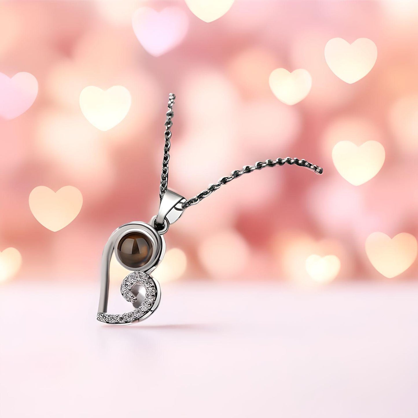 PX22 - Yin-Yang Heart Hidden Photo Necklace – Black & White