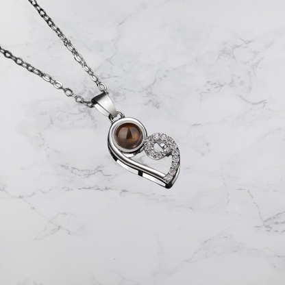 PX22 - Yin-Yang Heart Hidden Photo Necklace – Black & White