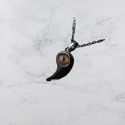 PX22 - Yin-Yang Heart Hidden Photo Necklace – Black & White