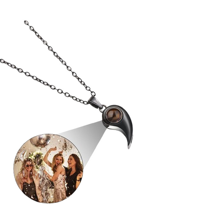 PX22 - Yin-Yang Heart Hidden Photo Necklace – Black & White