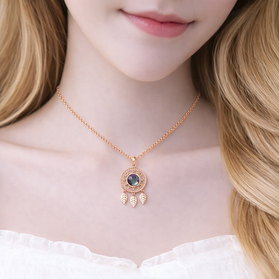 PX23 - Dreamcatcher Hidden Photo Projection Necklace – Silver / Rose Gold