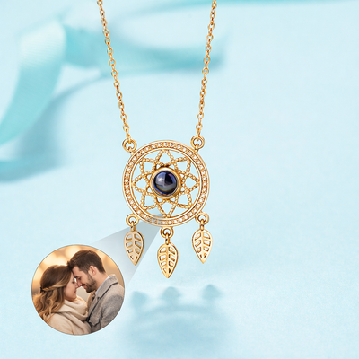 PX23 - Dreamcatcher Hidden Photo Projection Necklace – Silver / Rose Gold