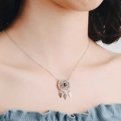 PX23 - Dreamcatcher Hidden Photo Projection Necklace – Silver / Rose Gold