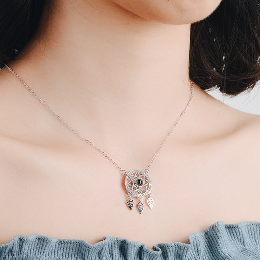 PX23 - Dreamcatcher Hidden Photo Projection Necklace – Silver / Rose Gold