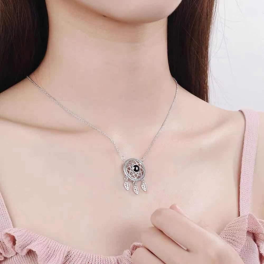 PX23 - Dreamcatcher Hidden Photo Projection Necklace – Silver / Rose Gold