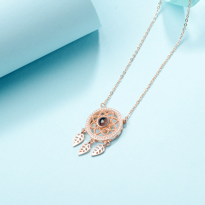 PX23 - Dreamcatcher Hidden Photo Projection Necklace – Silver / Rose Gold