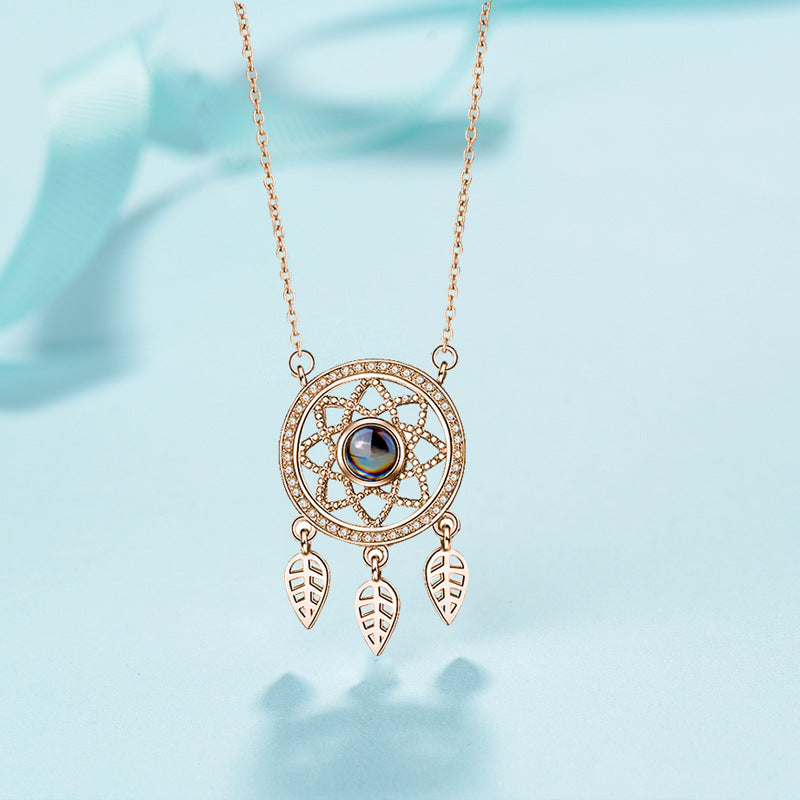PX23 - Dreamcatcher Hidden Photo Projection Necklace – Silver / Rose Gold