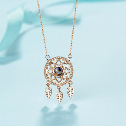 PX23 - Dreamcatcher Hidden Photo Projection Necklace – Silver / Rose Gold