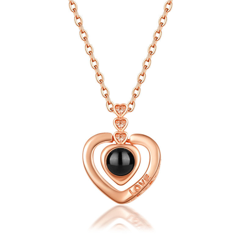 PX25 - Triple Heart Hidden Photo Projection Necklace – Silver / Rose Gold