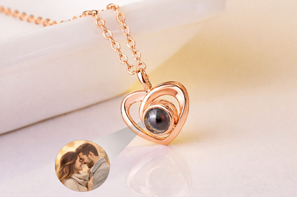 PX28 - Double Heart Custom Photo Projection Necklace
