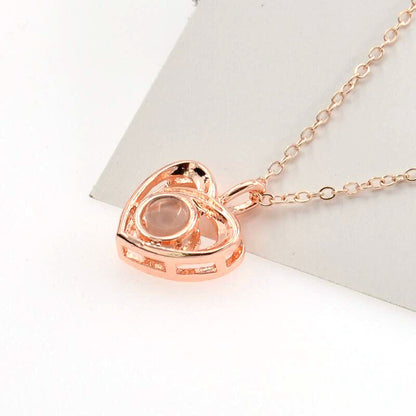 PX28 Double Heart Custom Photo Projection Necklace