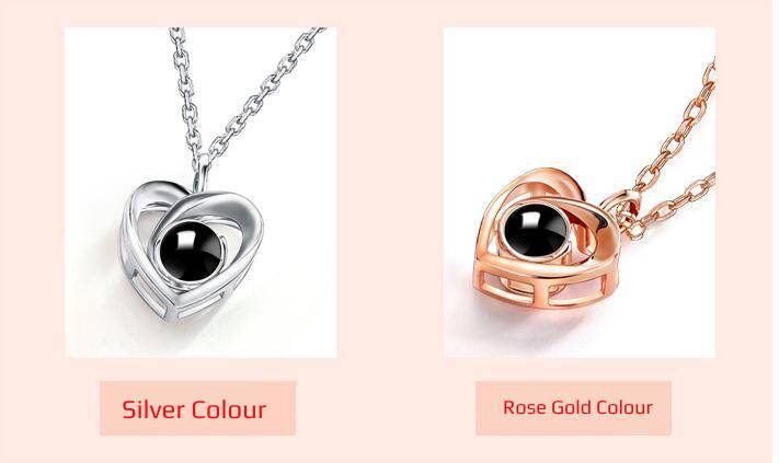 PX28 Double Heart Custom Photo Projection Necklace
