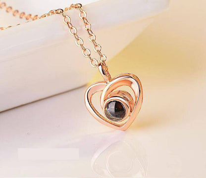 PX28 Double Heart Custom Photo Projection Necklace