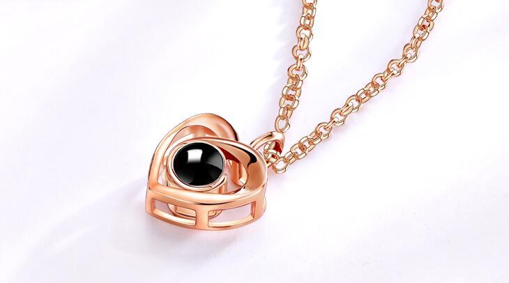 PX28 Double Heart Custom Photo Projection Necklace