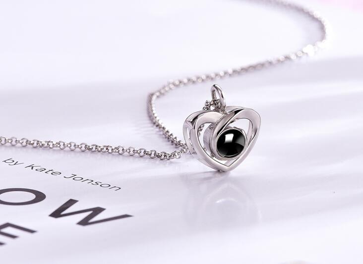 PX28 Double Heart Custom Photo Projection Necklace