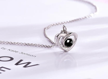 PX28 Double Heart Custom Photo Projection Necklace