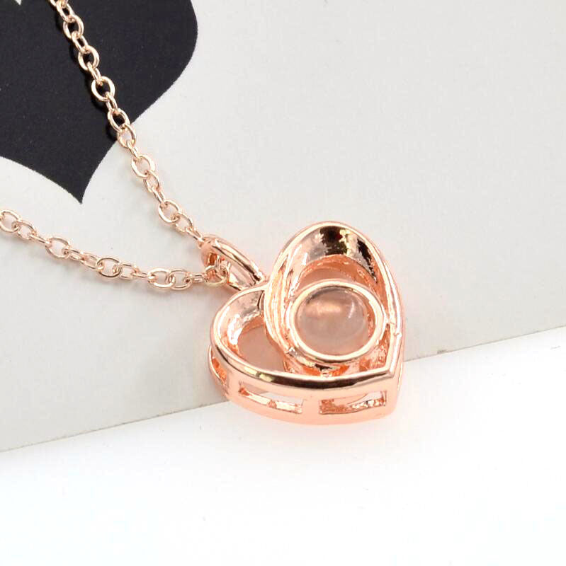 PX28 Double Heart Custom Photo Projection Necklace