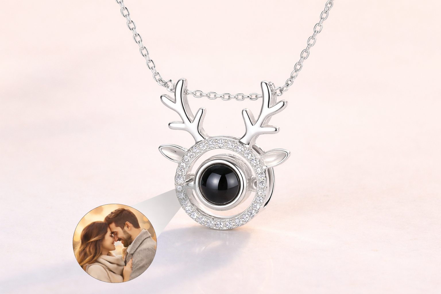 PX29 - Reindeer Antler Photo Projection Necklace – Keep a Memory Close to the Heart
