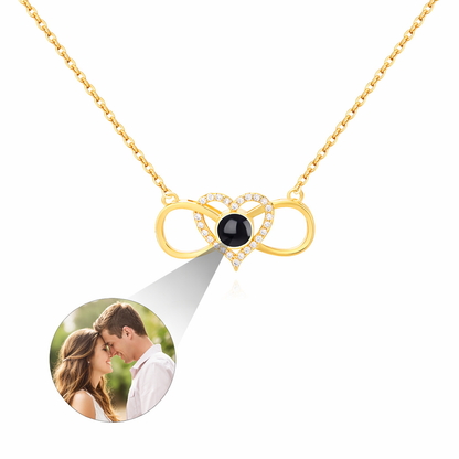 PX35 - Infinity Heart Photo Projection Necklace – Eternal Love Captured in a Glance