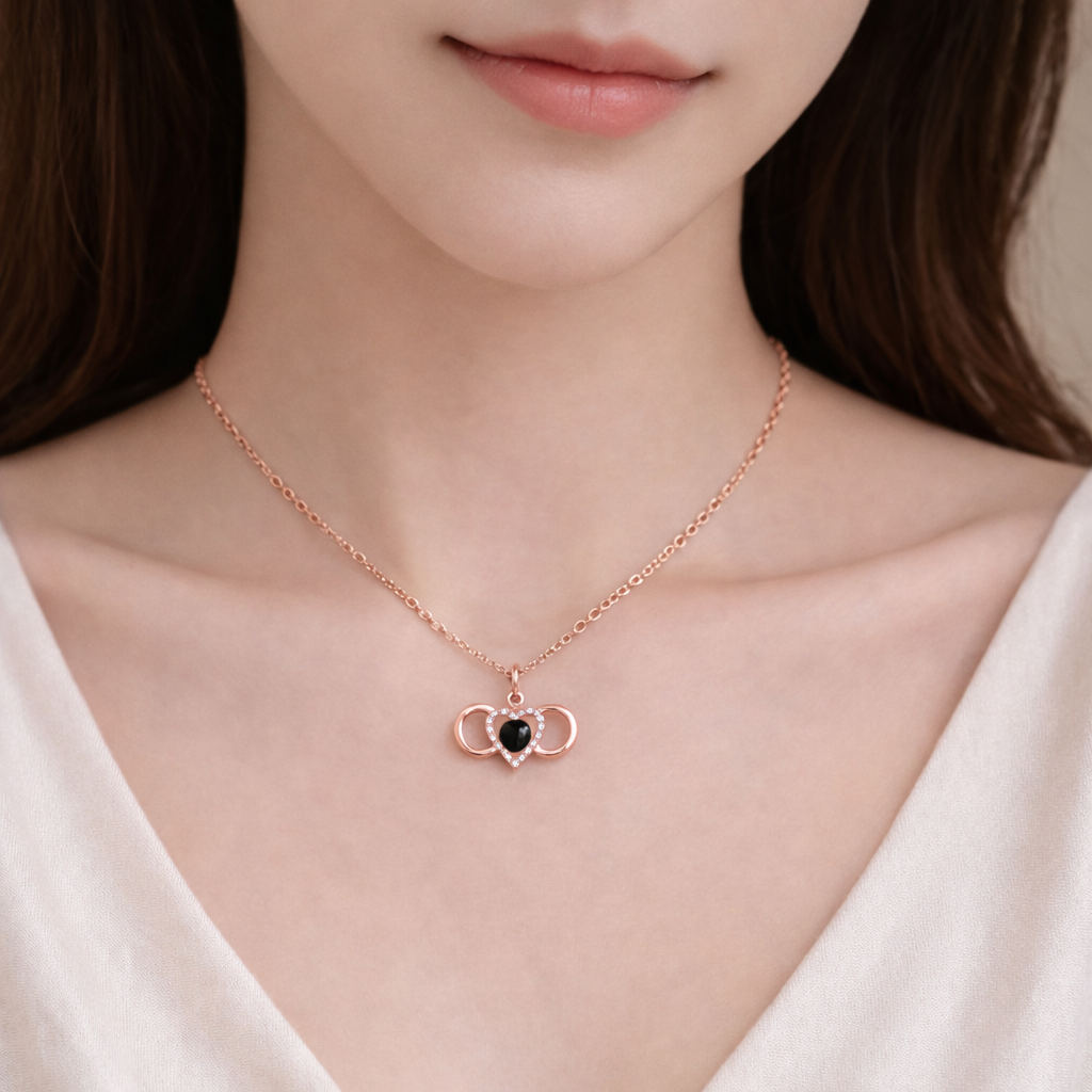 PX35 - Infinity Heart Photo Projection Necklace – Eternal Love Captured in a Glance