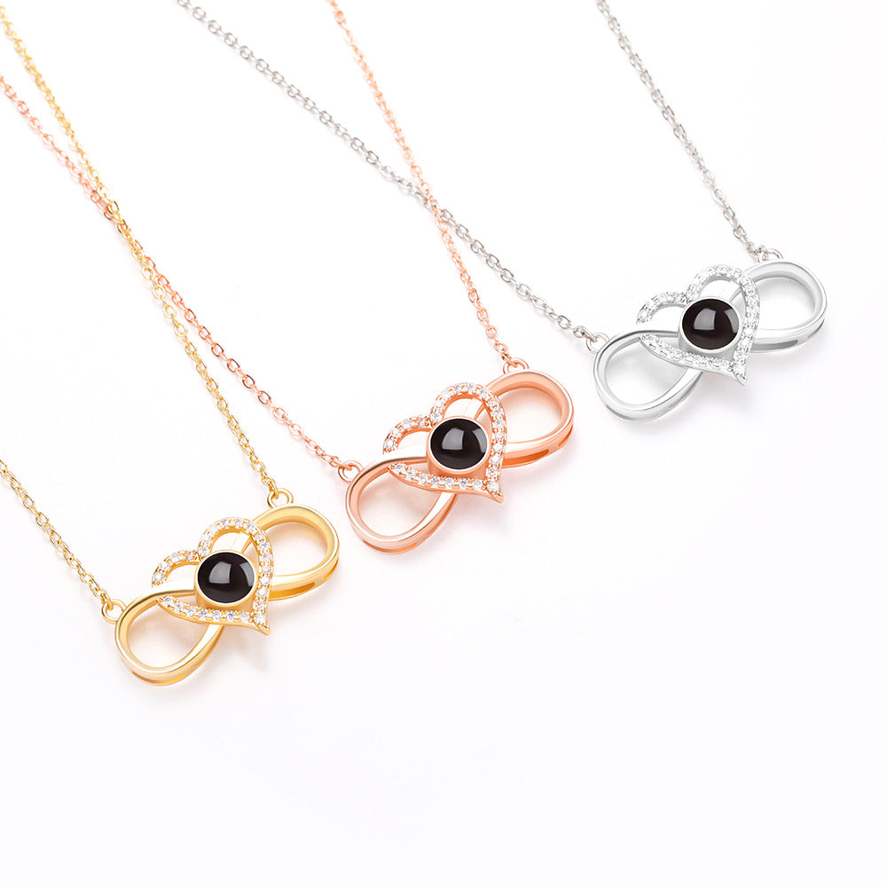 PX35 Infinity Heart Photo Projection Necklace – Eternal Love Captured in a Glance