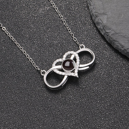 PX35 Infinity Heart Photo Projection Necklace – Eternal Love Captured in a Glance