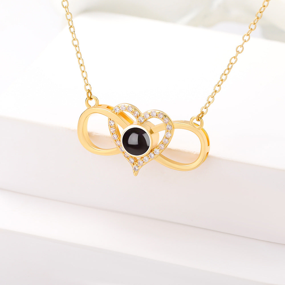 PX35 Infinity Heart Photo Projection Necklace – Eternal Love Captured in a Glance