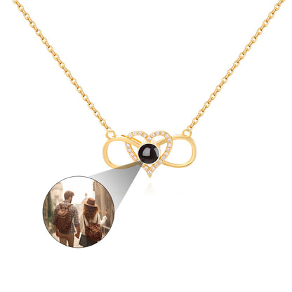 PX35 Infinity Heart Photo Projection Necklace – Eternal Love Captured in a Glance