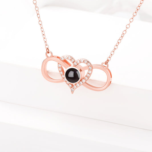 PX35 Infinity Heart Photo Projection Necklace – Eternal Love Captured in a Glance