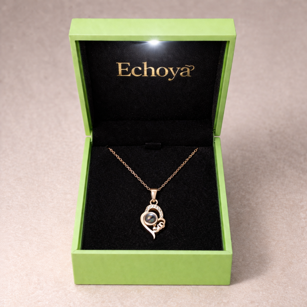 PX03 - Custom Photo Projection Teardrop Heart Necklace – Rose Gold, Silver, or Gold Colour