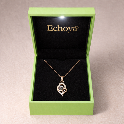 PX03 - Custom Photo Projection Teardrop Heart Necklace – Rose Gold, Silver, or Gold Colour
