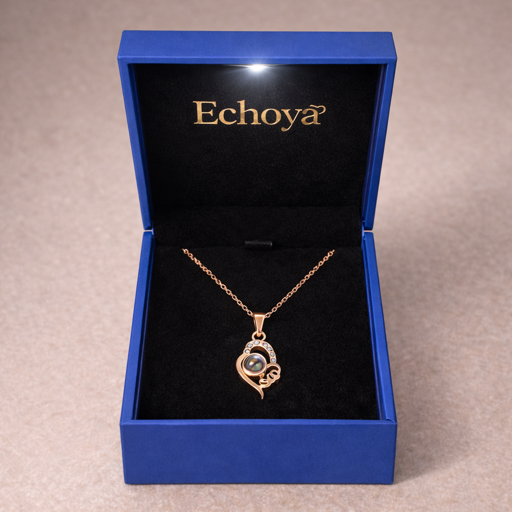 PX03 - Custom Photo Projection Teardrop Heart Necklace – Rose Gold, Silver, or Gold Colour