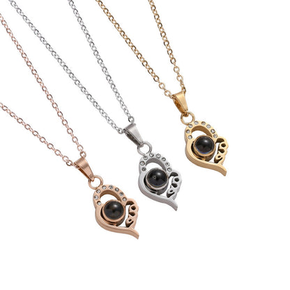 PX03 - Custom Photo Projection Teardrop Heart Necklace – Rose Gold, Silver, or Gold Colour